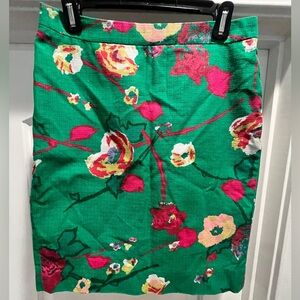 J Crew Green Floral skirt